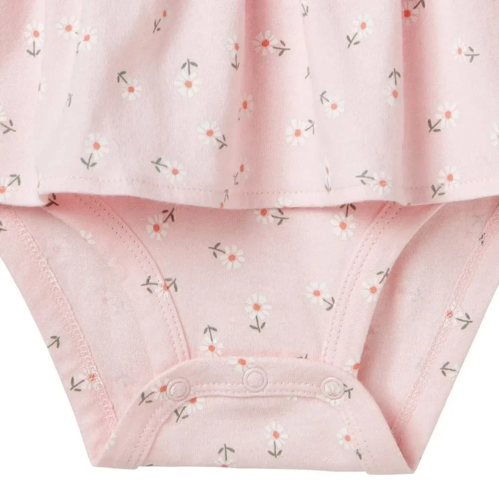 NEW! CARTER’S Girls 4 Pc Happy Peplum Bodysuit Pant Set- Pink, Grey & Blue Denim